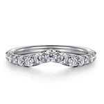 14K White Gold Curved Diamond Wedding Band