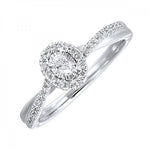 Oval Diamond Ring with Halo and Twist Band