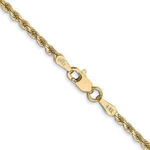 14K Yellow Gold 2.00mm Diamond Cut Rope with Lobster Clasp 16"