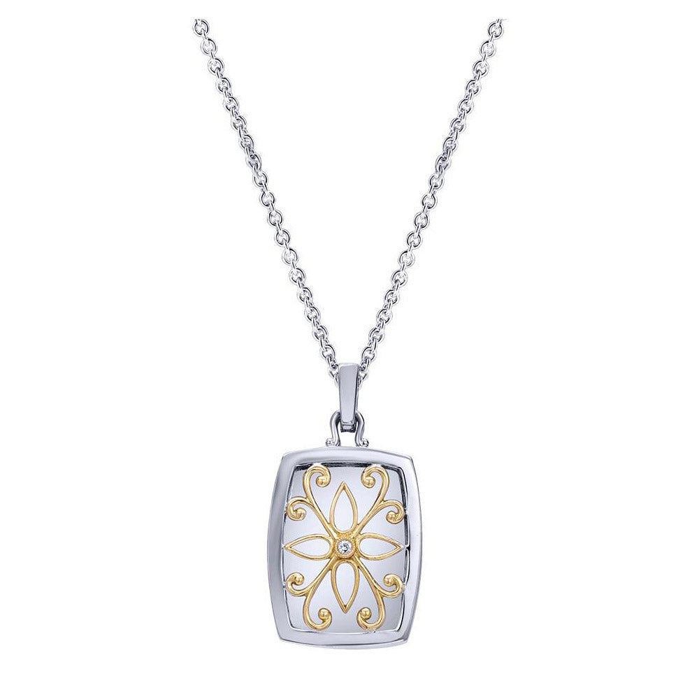 Sterling Silver & Gold Diamond Pendant Locket