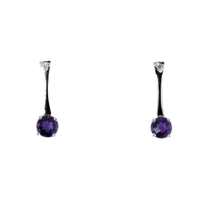 14K White Gold 0.81cttw Amethyst & 0.02cttw Diamond Earrings