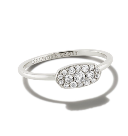 Grayson Silver White Crystal Band Ring Sz 8 by Kendra Scott