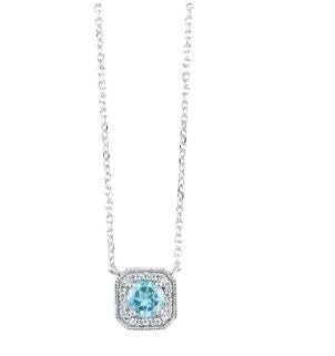 10K White Gold 0.63cttw Blue Topaz & 0.07cttw SI H-I Diamond Necklace