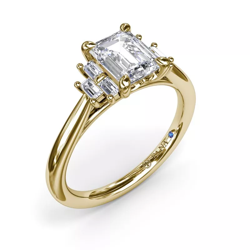 14K Yellow Gold Cluster Diamond Semi-Mount Ring