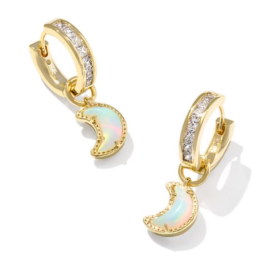 Moon Gold Plated White Mix Huggie Earrings by Kendra Scott