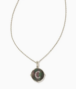 Letter C Silver Plated Disc Reversible Pendant in Black Mother of Pearl by Kendra Scott