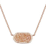 Elisa Rose Gold Plated Necklace in Rose Gold Drusy by Kendra Scott