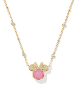 Minnie Mouse Gold Plated Hot Pink Drusy Pendant Necklace by Kendra Scott