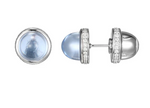 SS Pivot Synthetic Blue Quartz Cabachon & CZ Stud Earrings