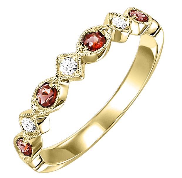 10K White Gold Garnet Stackable Ring