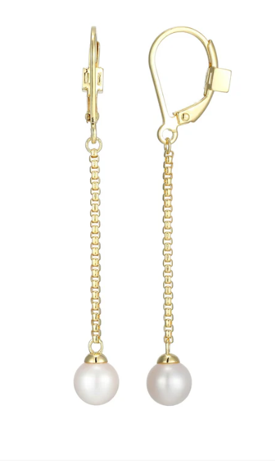 SS Yellow Gold Plated Majestic Genuine Fresh Water Pearl Drop Earrings