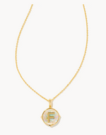 Letter F Gold Plated Iridescent AbaLone Necklace by Kendra Scott