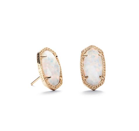 Ellie Gold Plated Earrings in ?White Kyocera Opal by Kendra Scott