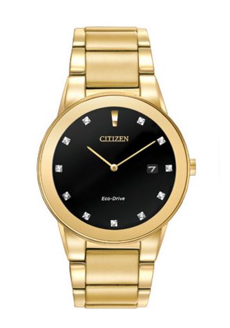 Axiom Stainless Steel Gold-Tone Bracelet Watch with Black Dial by Citizen