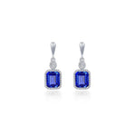 SS/PT 1.82cttw Simulated Diamond & Lab Grown Sapphire Earrings