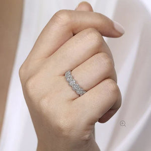 14K White Gold Diamond Halo Anniversary Band by Gabriel