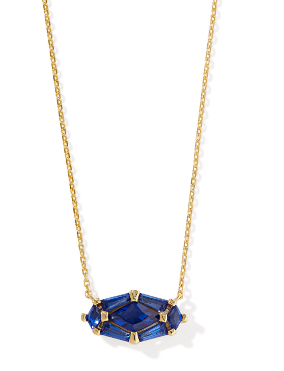 Lindy Rae Elisa Gold Plated Blue Crystal Short Plated Necklace by Kendra Scott