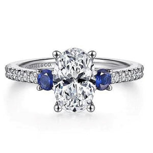 14K White Gold 0.25cttw Sapphire & 0.26cttw G/H SI2 Diamond Semi Mount by Gabriel