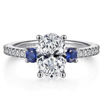 14K White Gold 0.25cttw Sapphire & 0.26cttw G/H SI2 Diamond Semi Mount by Gabriel