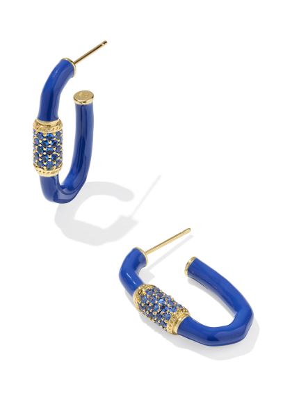 Emery Gold & Colbalt Mix Enamel Hoop Earrings by Kendra Scott