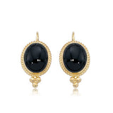 14K Yellow Gold, Black Onyx Leverback Earrings