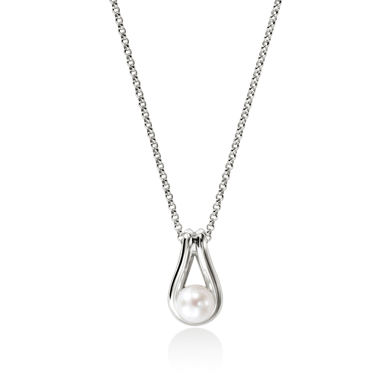 Surf Silver Pendant with Cultured Fresh Water Pearl on Rolo Chain by John Hardy