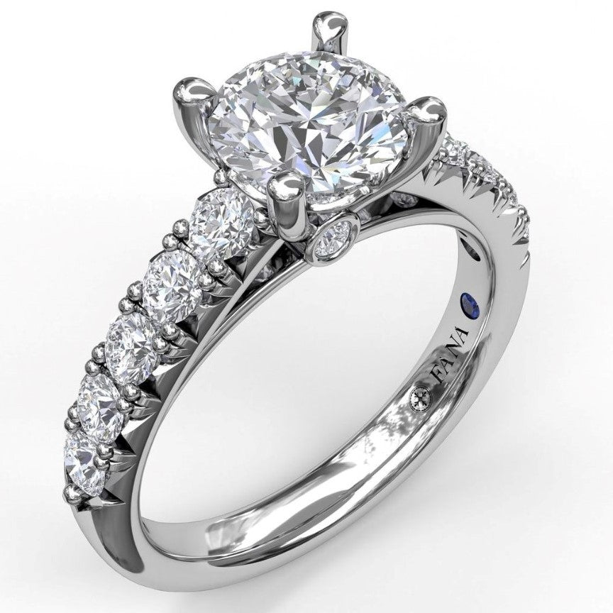 French Pavé Diamond Engagement Semi-Mount Ring by Fana