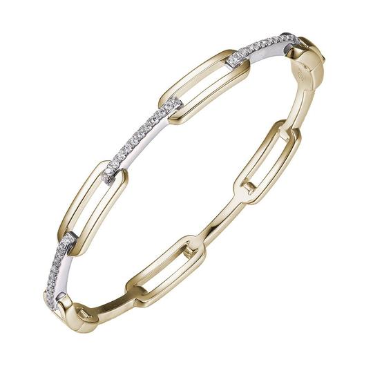 Sterling Silver Gold Plated Bangle Bracelet with CZ by Charles Gariner