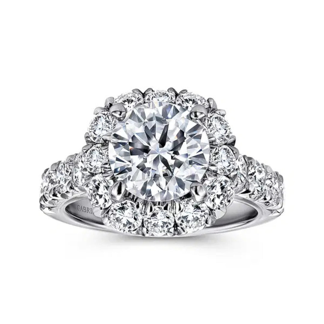 Ivory - Cushion Halo 2ct Round Diamond Engagement Ring