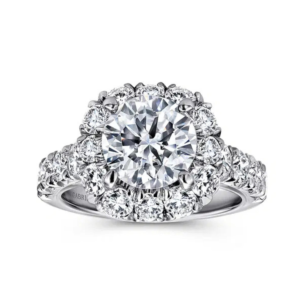 Ivory - Cushion Halo 2ct Round Diamond Engagement Ring