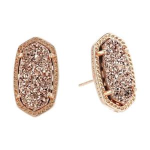 Ellie Rose Gold Plated Earrings in Rose Gold Drusy by Kendra Scott