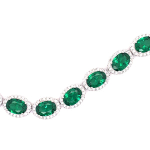 
            
                Load image into Gallery viewer, Sterling Silver and Lab Grown Emerald Bracelet
            
        