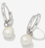 Willa Silver White Pearl Huggie Earrings by Kendra Scott