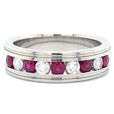 Estate Ruby & Diamond Channel Set Band