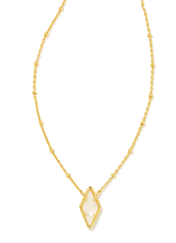 Kinsley Yellow Gold Plated Short Pendant Necklace with Ivory Mother of Pearl by Kendra Scott