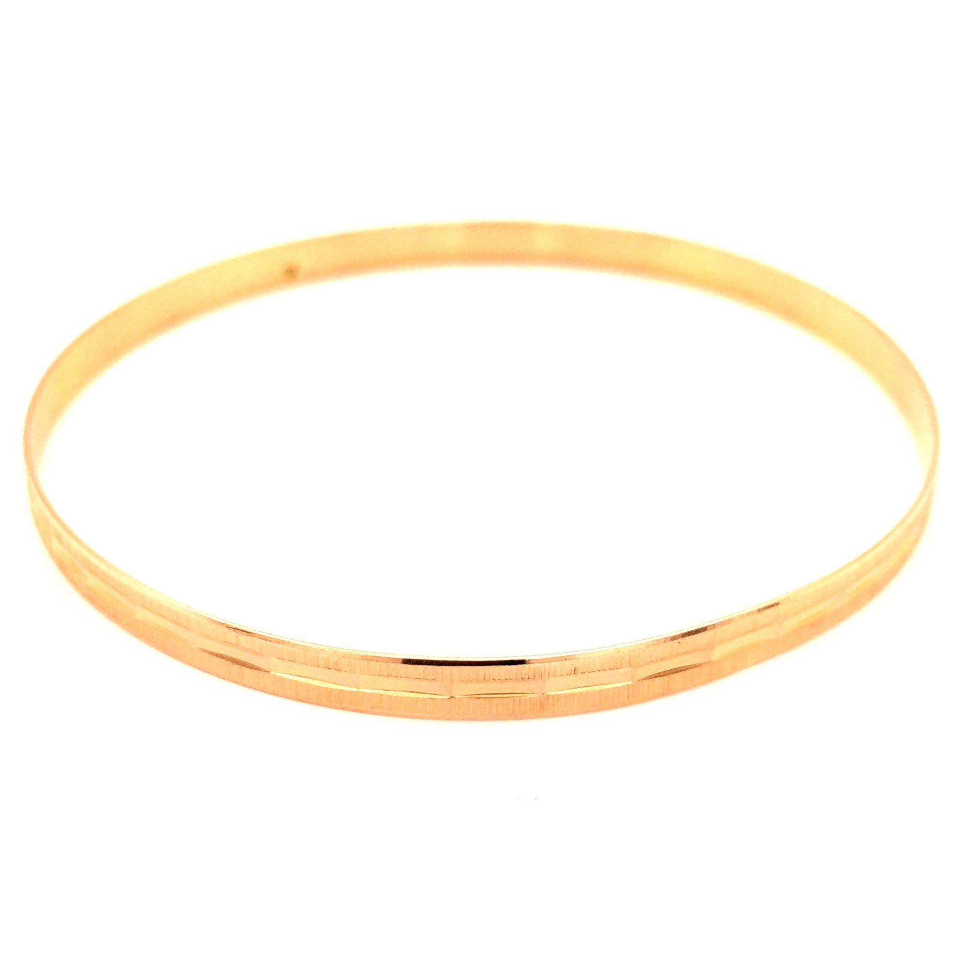 Estate 18K Horizontal Diamond Cut Bangle