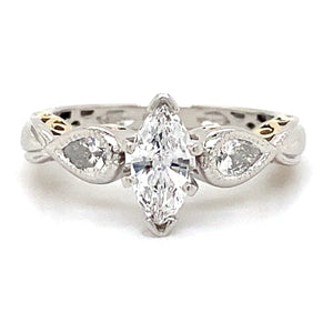 Estate Marquise & Pear Diamond Engagement Ring