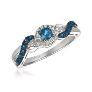 14K Vanilla Gold 0.36cttw Cornflower Sapphires & 0.06cttw Vanilla Diamond Ring by LeVian