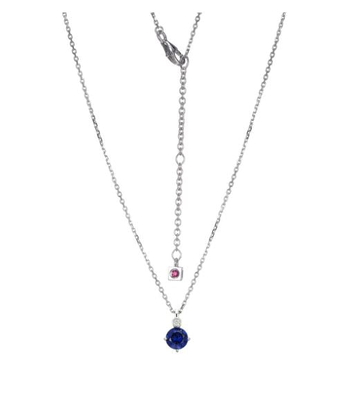 Sterling Silver Created Sapphire Birthstone Necklace by ELLE