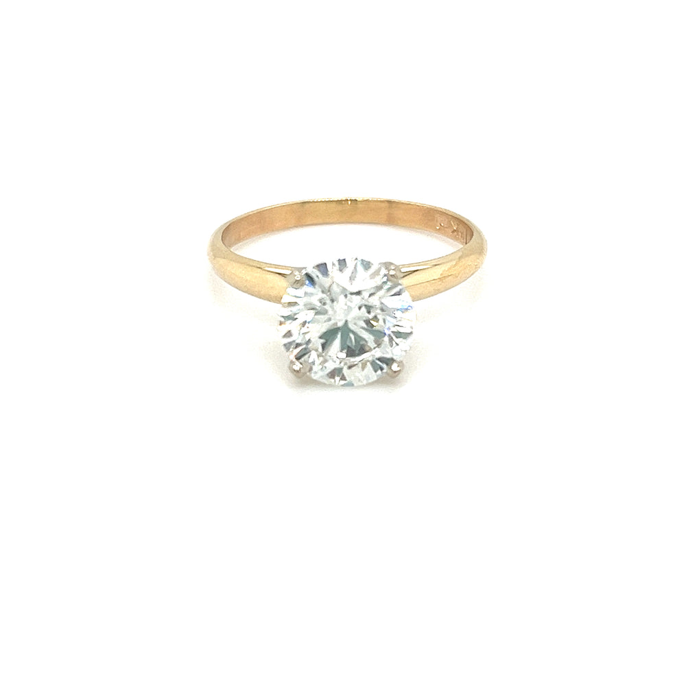 14K Yellow & White Gold LAB GROWN 2.10ct G VS1 Round Cut Diamond Engagement Ring