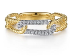 14K White-Yellow Gold 0.09cttw HI SI2 Diamond Link Ring by Gabriel