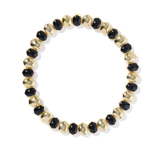 Daphne Gold & Black Enamel Stretch Bracelet by Kendra Scott