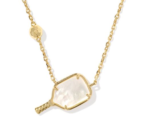 Pickleball Gold Plated Ivory MOP Short Pendant Necklace by Kendra Scott