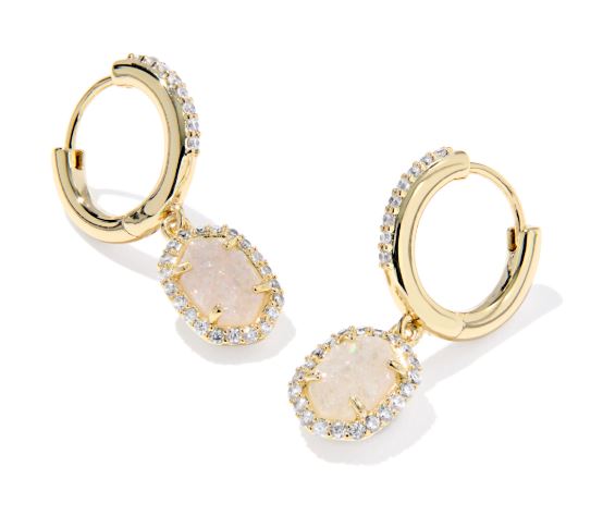 Daphne Gold Plated Iridescent Drusy Crystal Frame Huggie Earrings by Kendra Scott