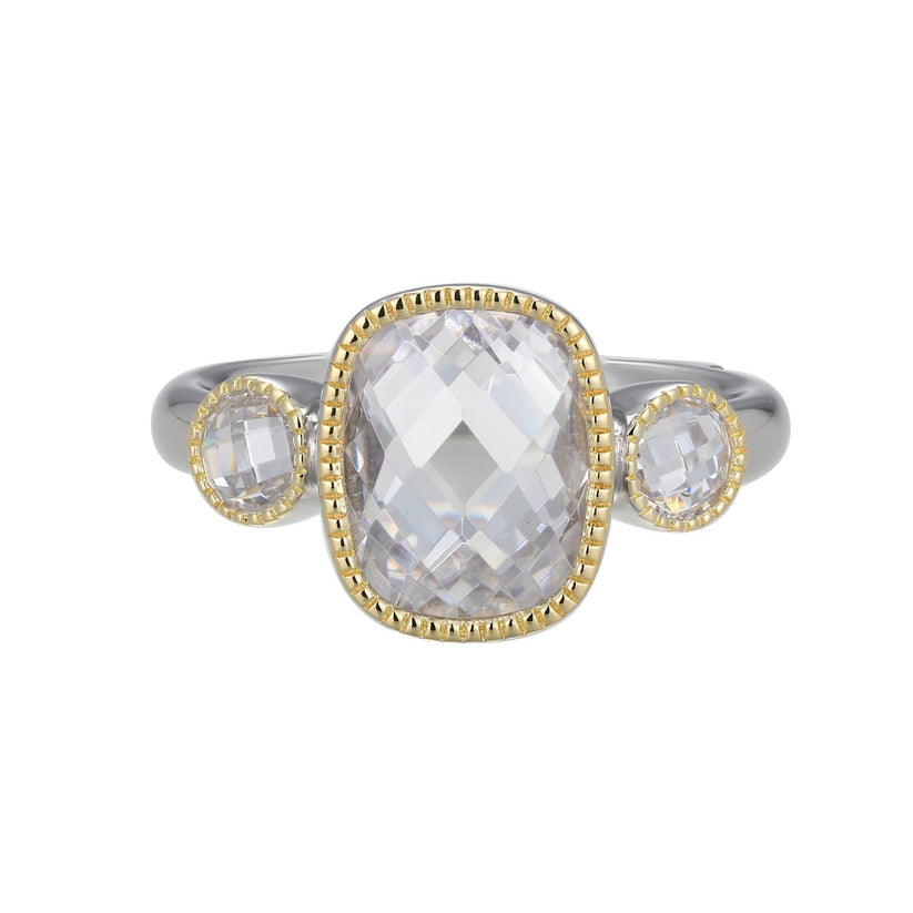 Sterling Silver Yellow Gold Plated Cubic Zirconia Ring