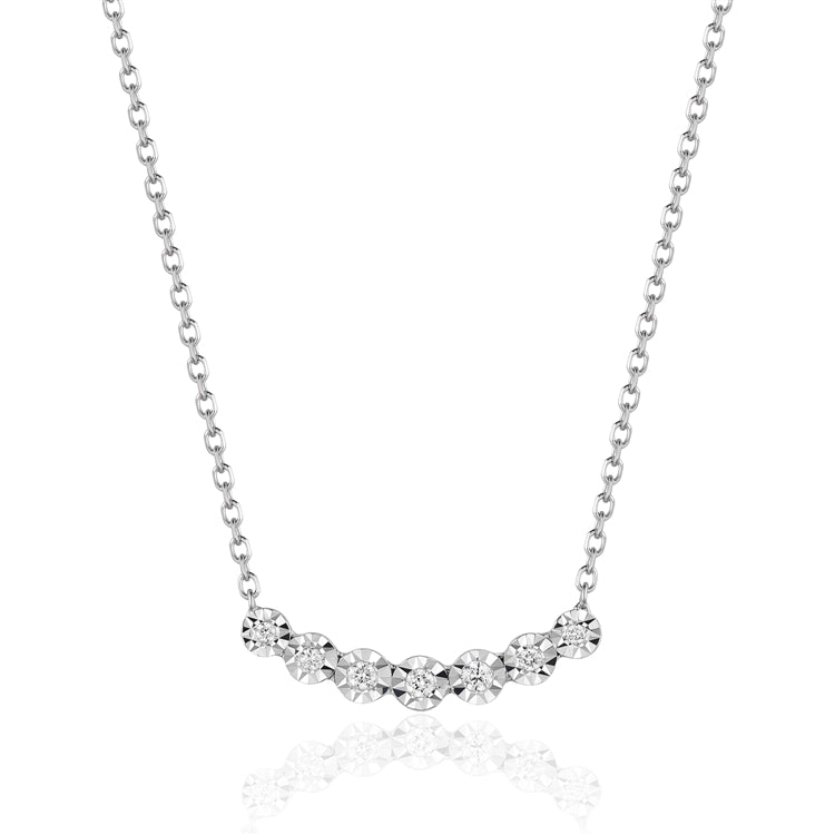 14K White Gold 0.04cttw Diamond Necklace 18"