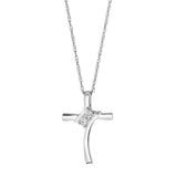 Sterling Silver 0.05cttw Diamond Twogether Cross Pendant