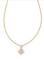 Dira Yellow Gold Plated White Crystal Short Pendant Necklace by Kendra Scott