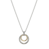 Simpatico Rhodium & Gold Plated Silver Double Circle Drop Pendant