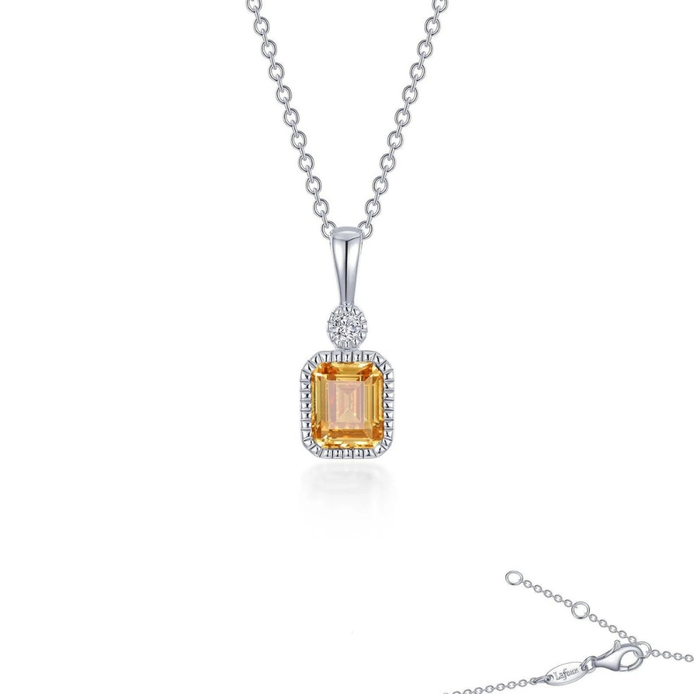 SS/PT 0.91cttw Simulated Diamond & Simulated Yellow Topaz Pendant Necklace